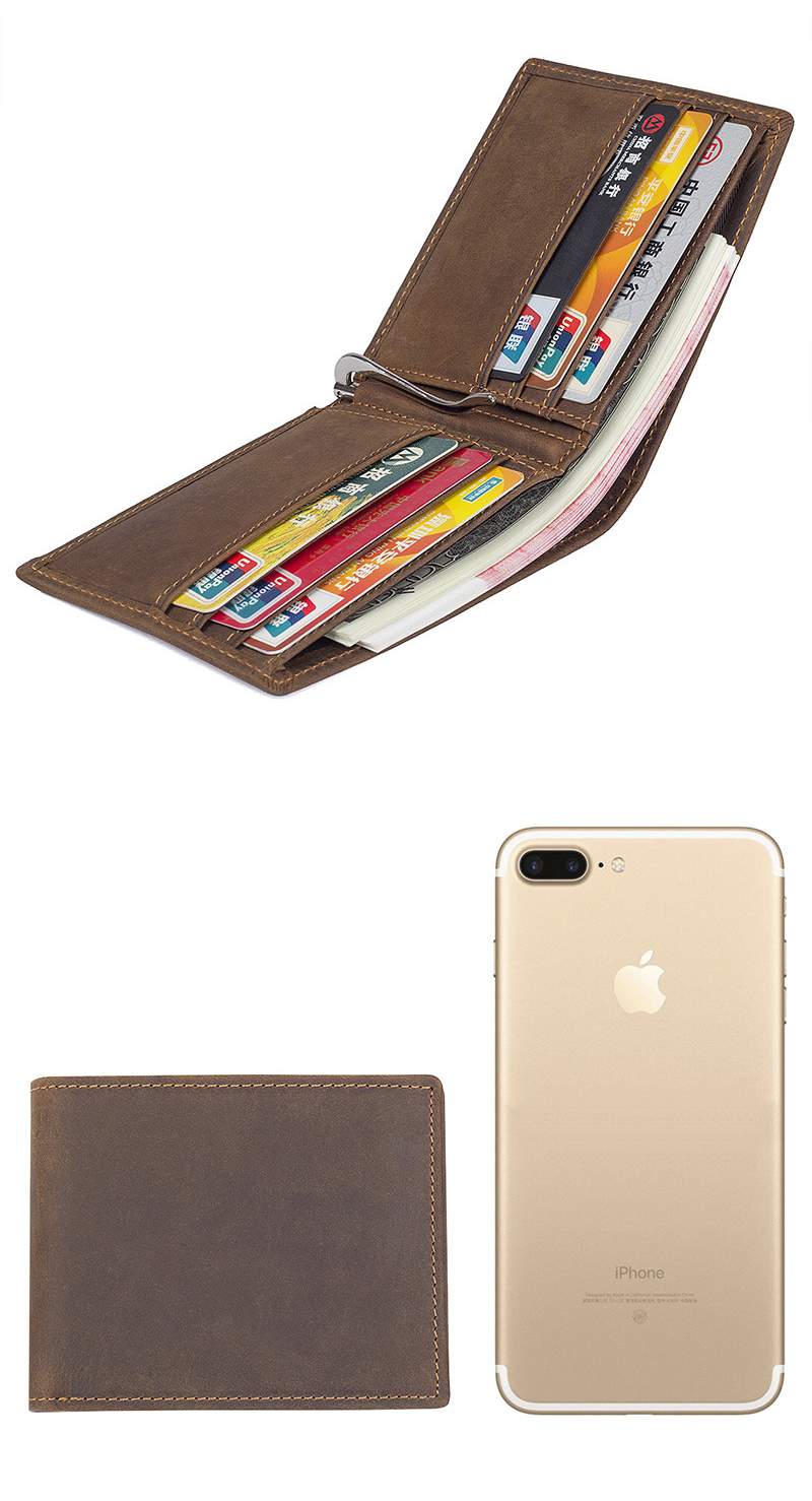 Leather money clip slim wallet