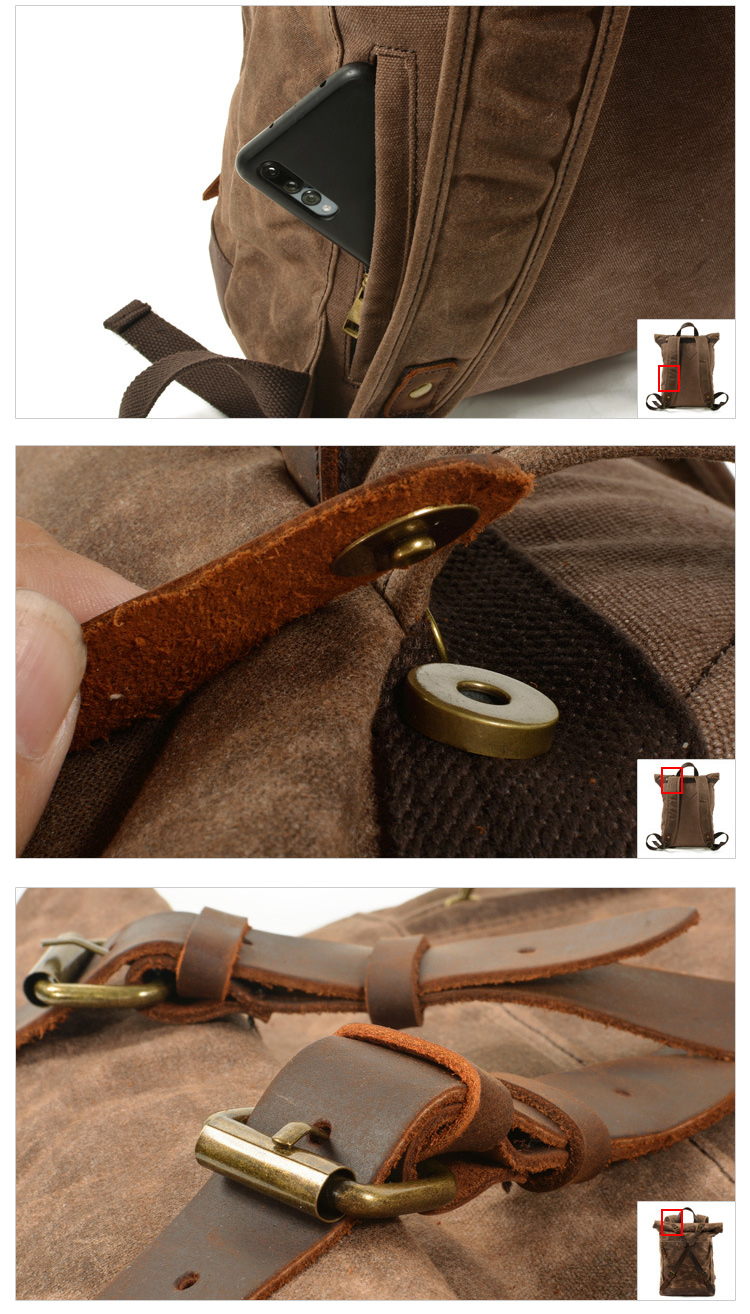 leather canvas backpack