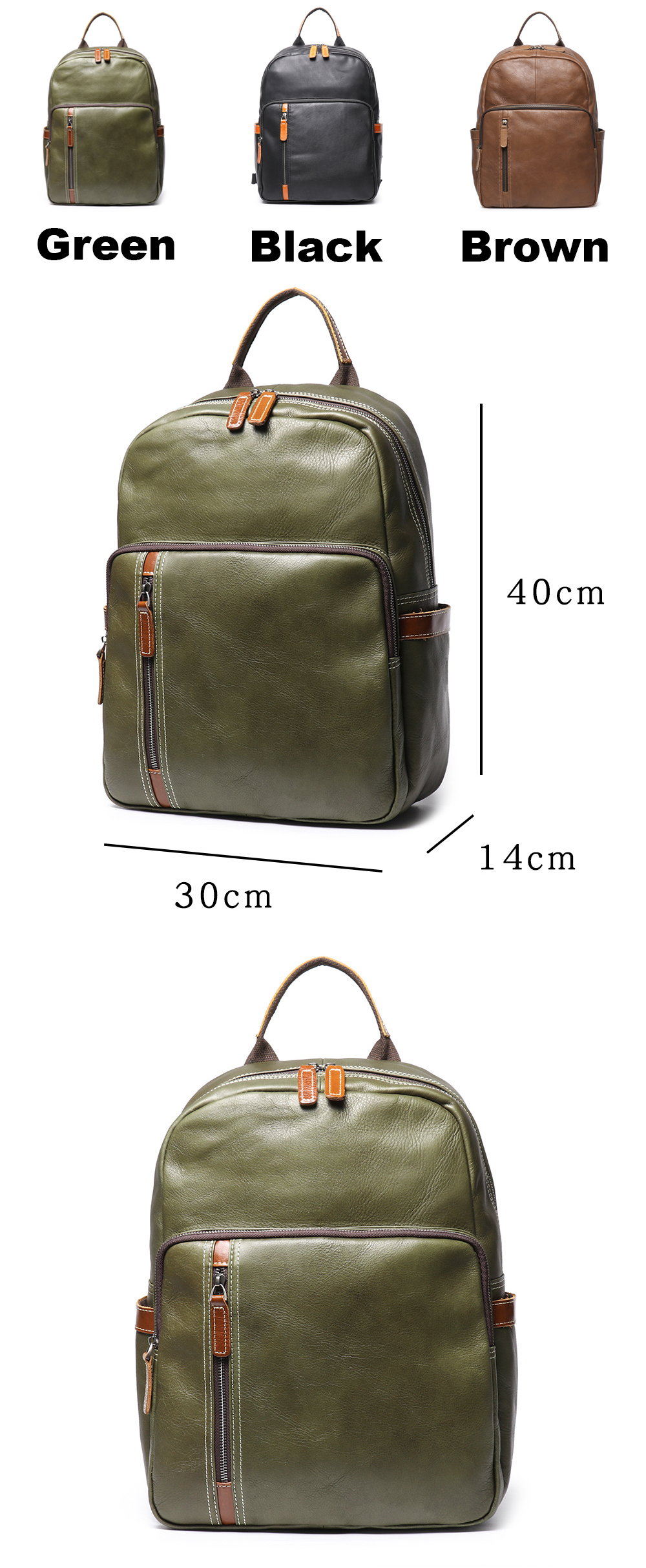 Fashion design good quality genuine cow leather laptop backpack for men