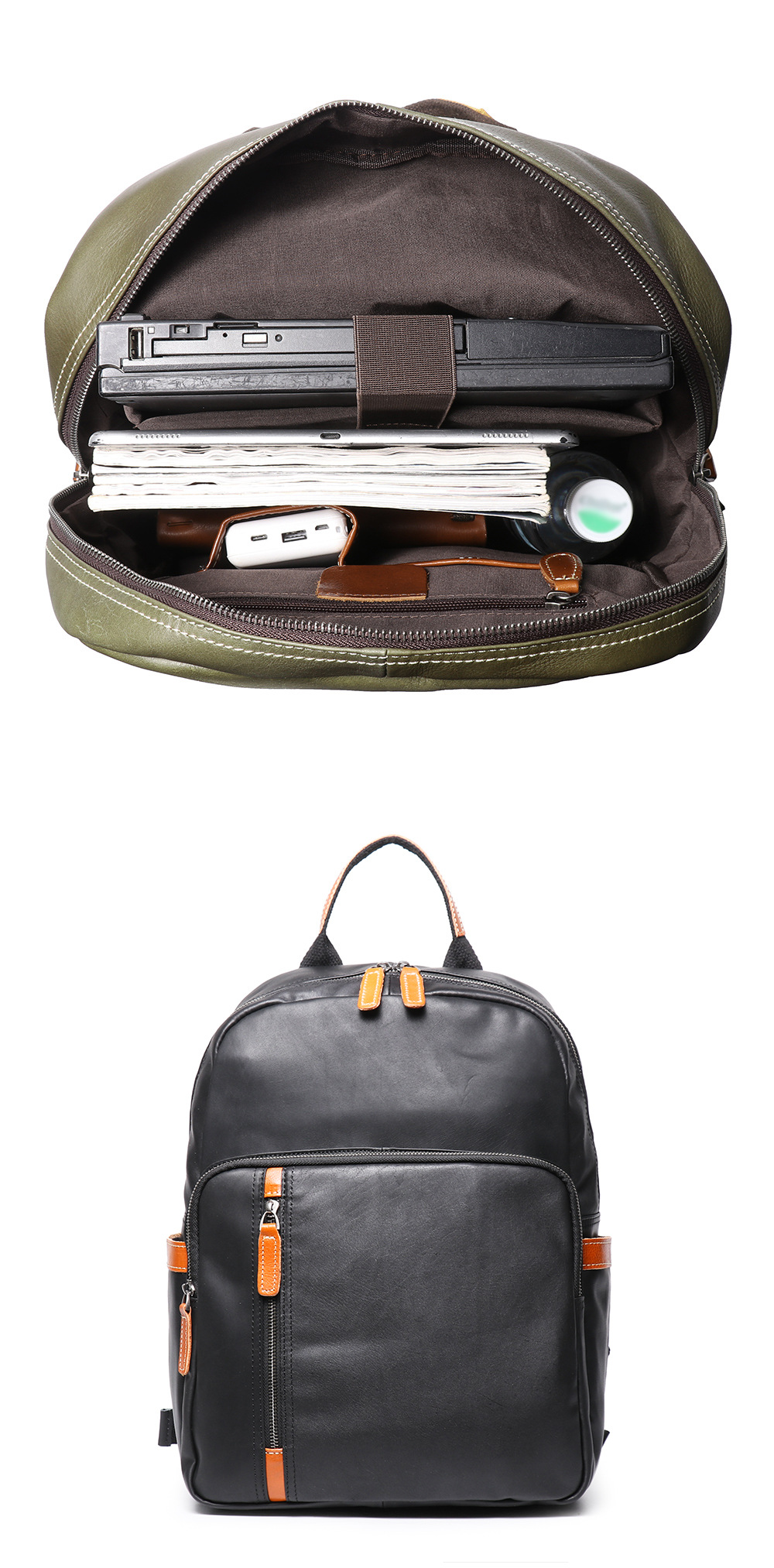 Fashion design good quality genuine cow leather laptop backpack for men