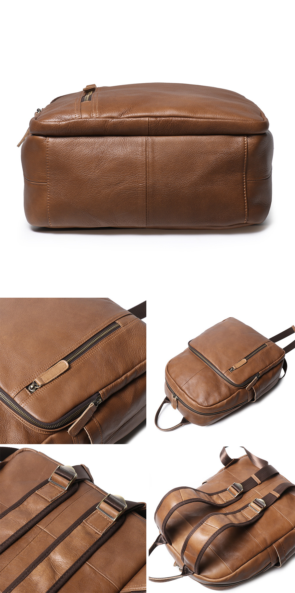 Fashion design good quality genuine cow leather laptop backpack for men