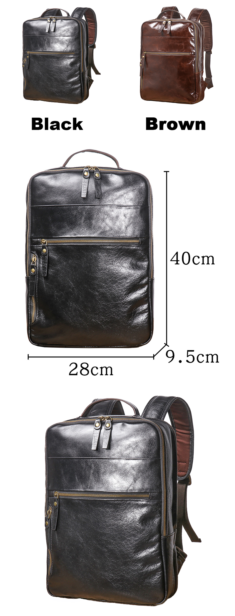 Sleek Vintage Black Leather Backpack for Stylish Men