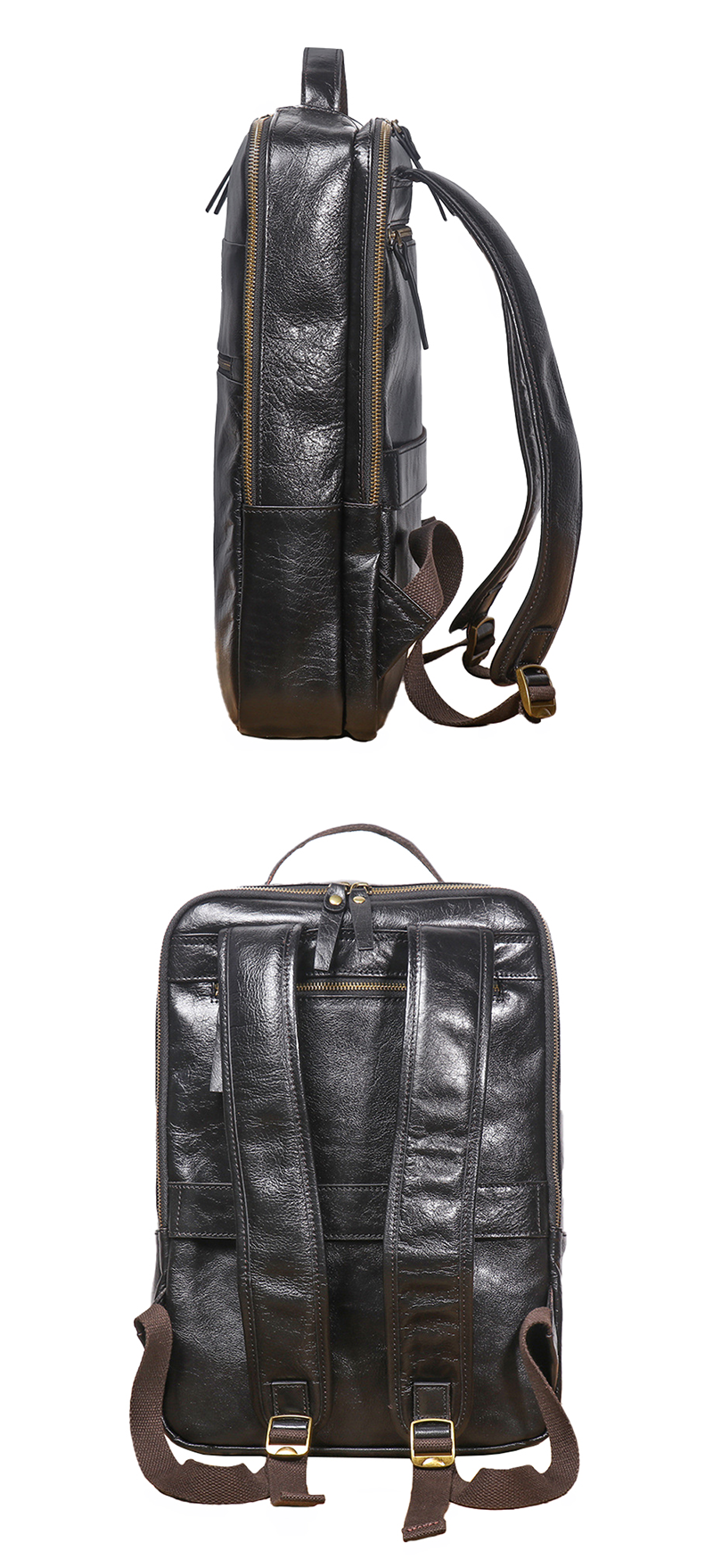 Sleek Vintage Black Leather Backpack for Stylish Men