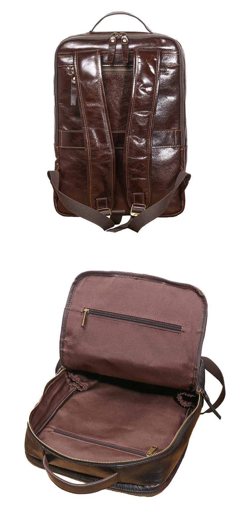 Sleek Vintage Black Leather Backpack for Stylish Men