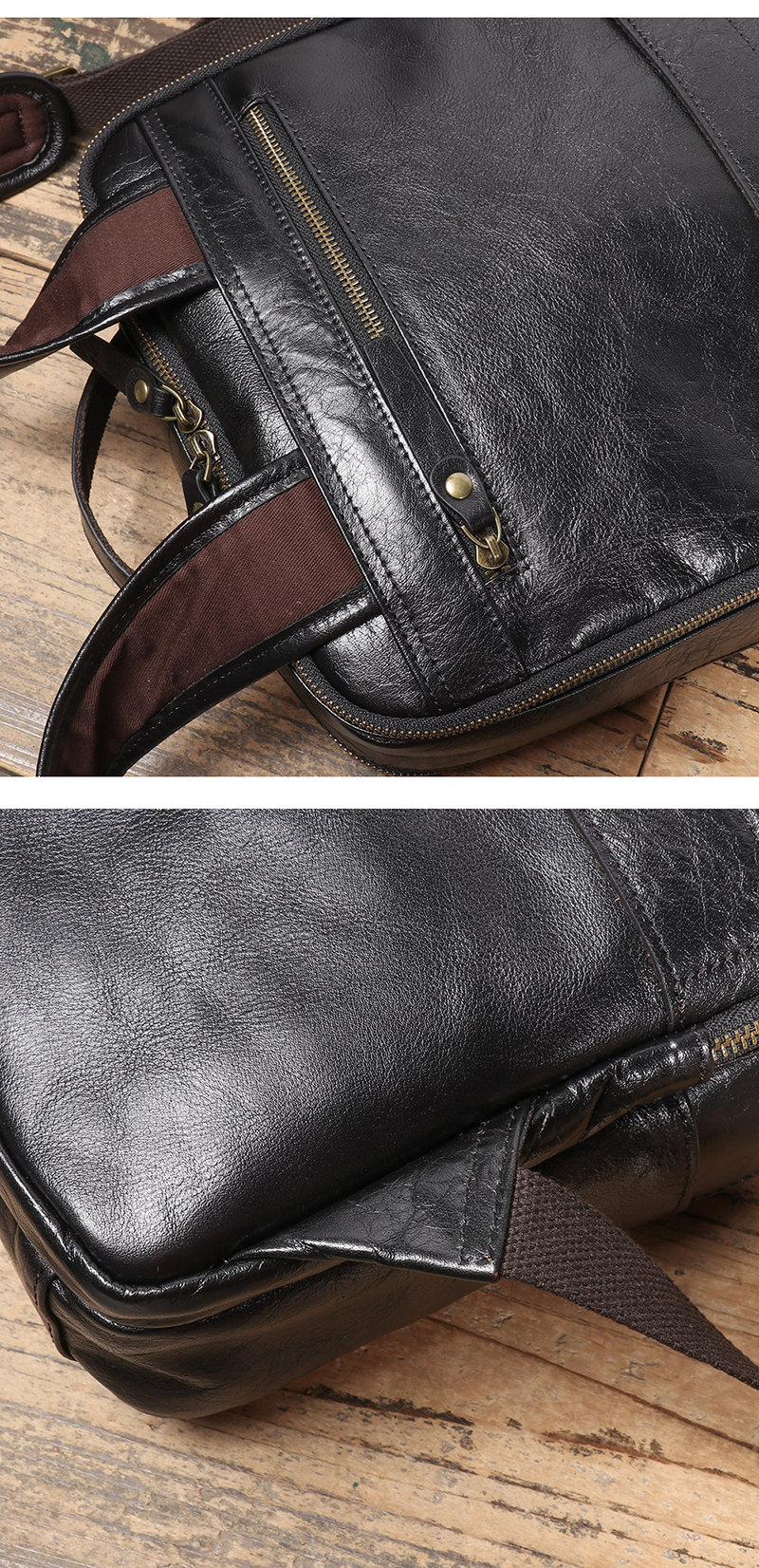 Sleek Vintage Black Leather Backpack for Stylish Men