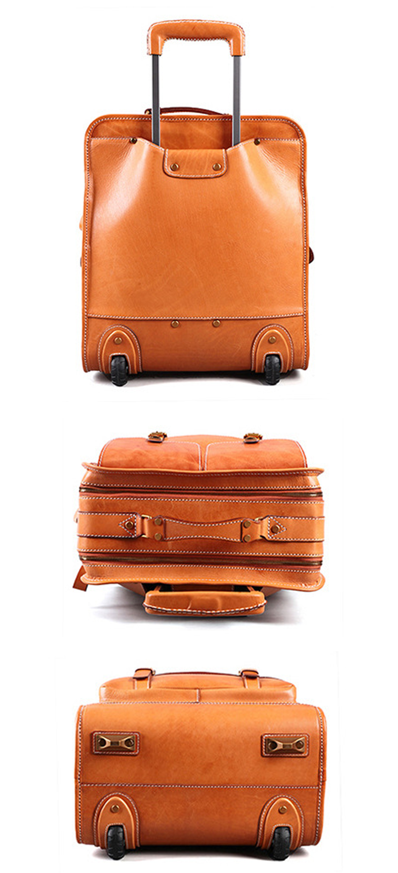 High Quality Handmade Vegetable Tanned Leather Bag Luggage