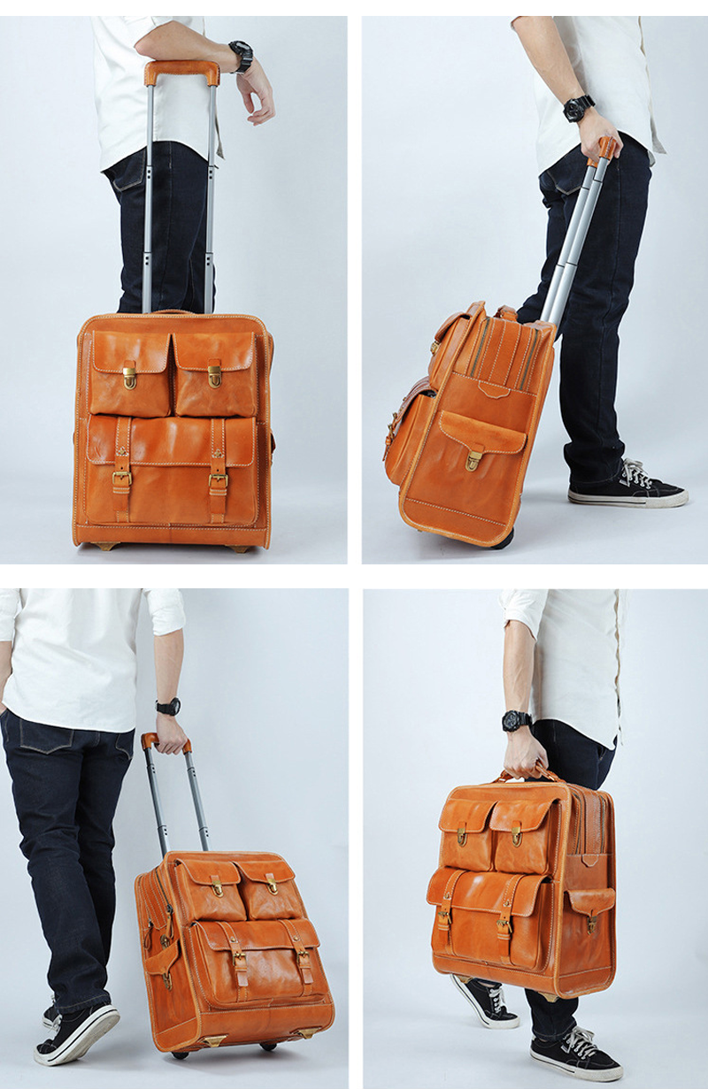 High Quality Handmade Vegetable Tanned Leather Bag Luggage