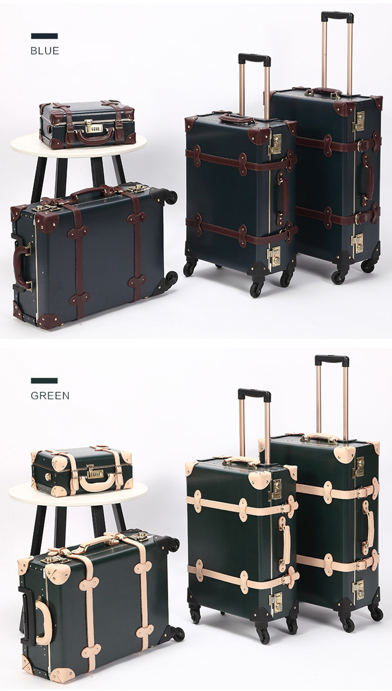Good Quality Genuine Leather Trolley Case Travel Bag Luggage with Wheels