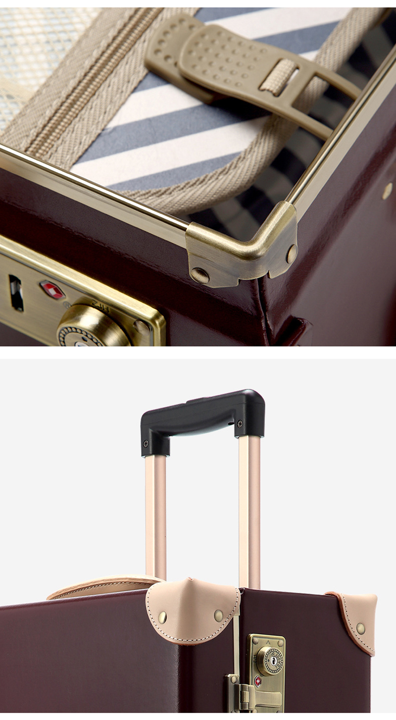 Good Quality Genuine Leather Trolley Case Travel Bag Luggage with Wheels