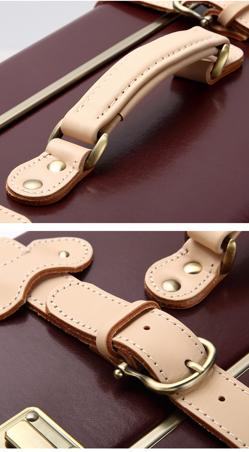 Good Quality Genuine Leather Trolley Case Travel Bag Luggage with Wheels