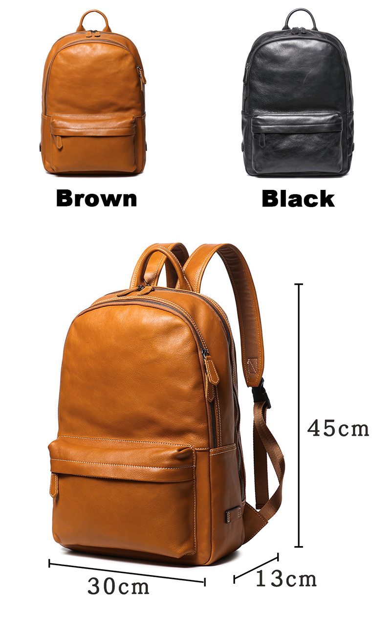 Ergonomic Fashionable Tan Leather Backpack for Daily Travel and Work