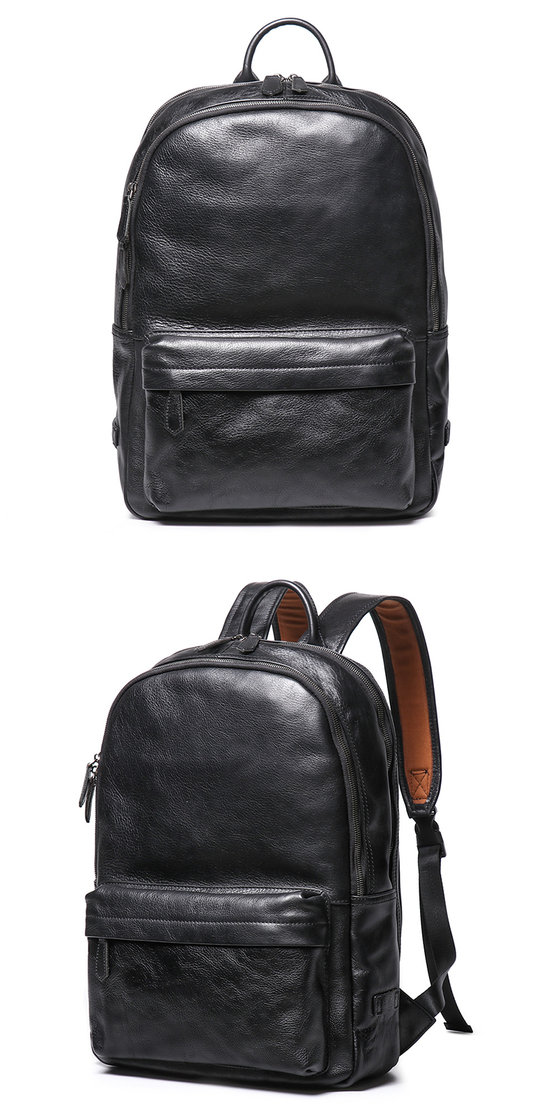 Ergonomic Fashionable Tan Leather Backpack for Daily Travel and Work