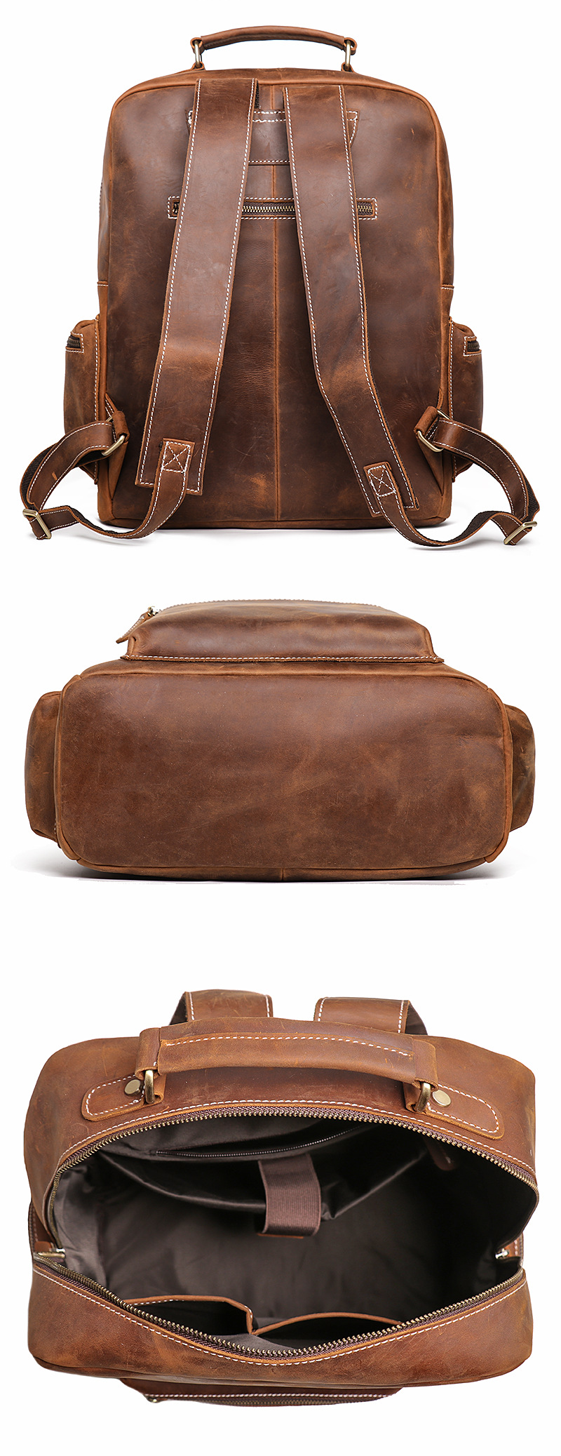 Premium Leather Durable Stylish Multifunctional Bag Laptop Backpack for Travel Work