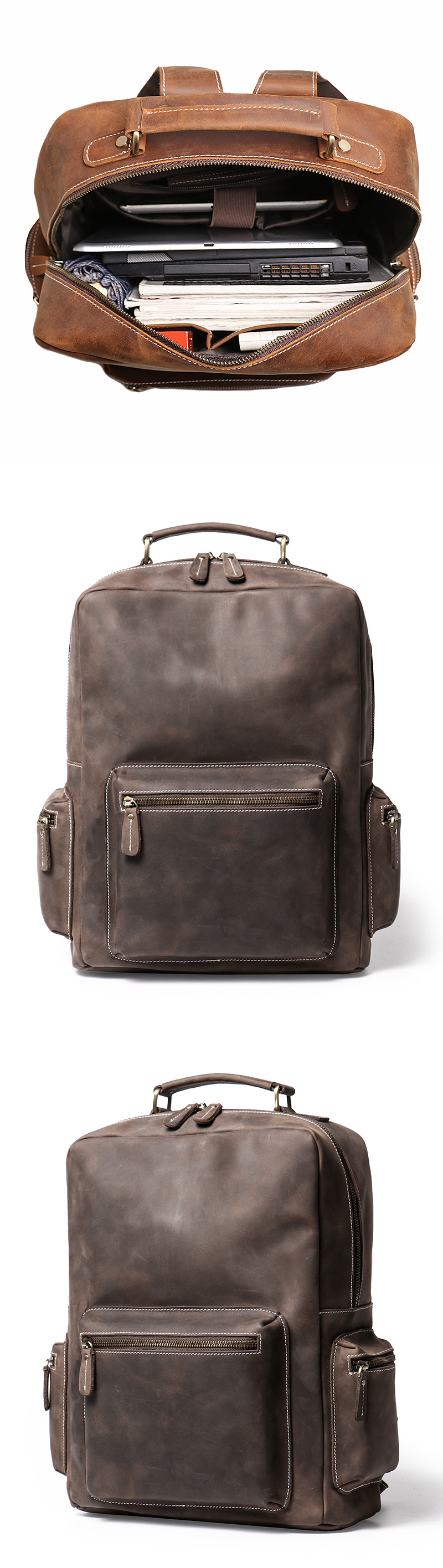 Premium Leather Durable Stylish Multifunctional Bag Laptop Backpack for Travel Work