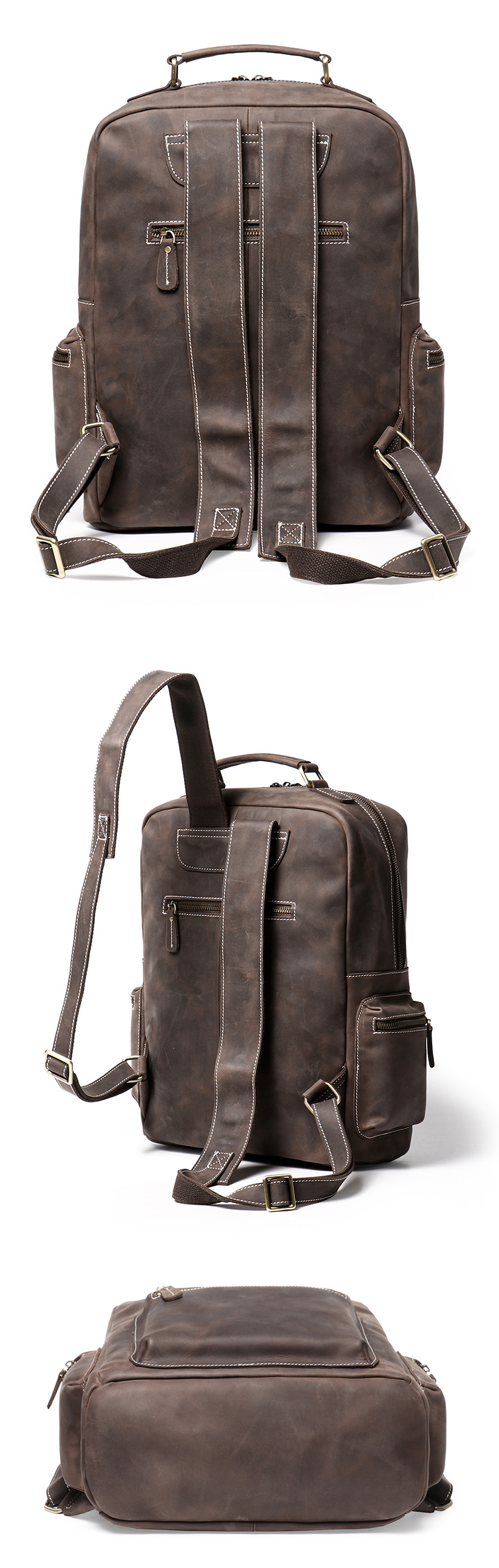 Premium Leather Durable Stylish Multifunctional Bag Laptop Backpack for Travel Work