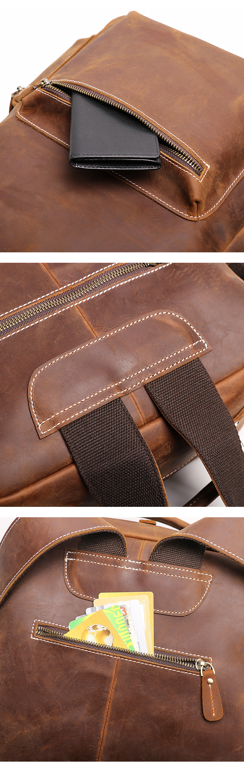 Premium Leather Durable Stylish Multifunctional Bag Laptop Backpack for Travel Work