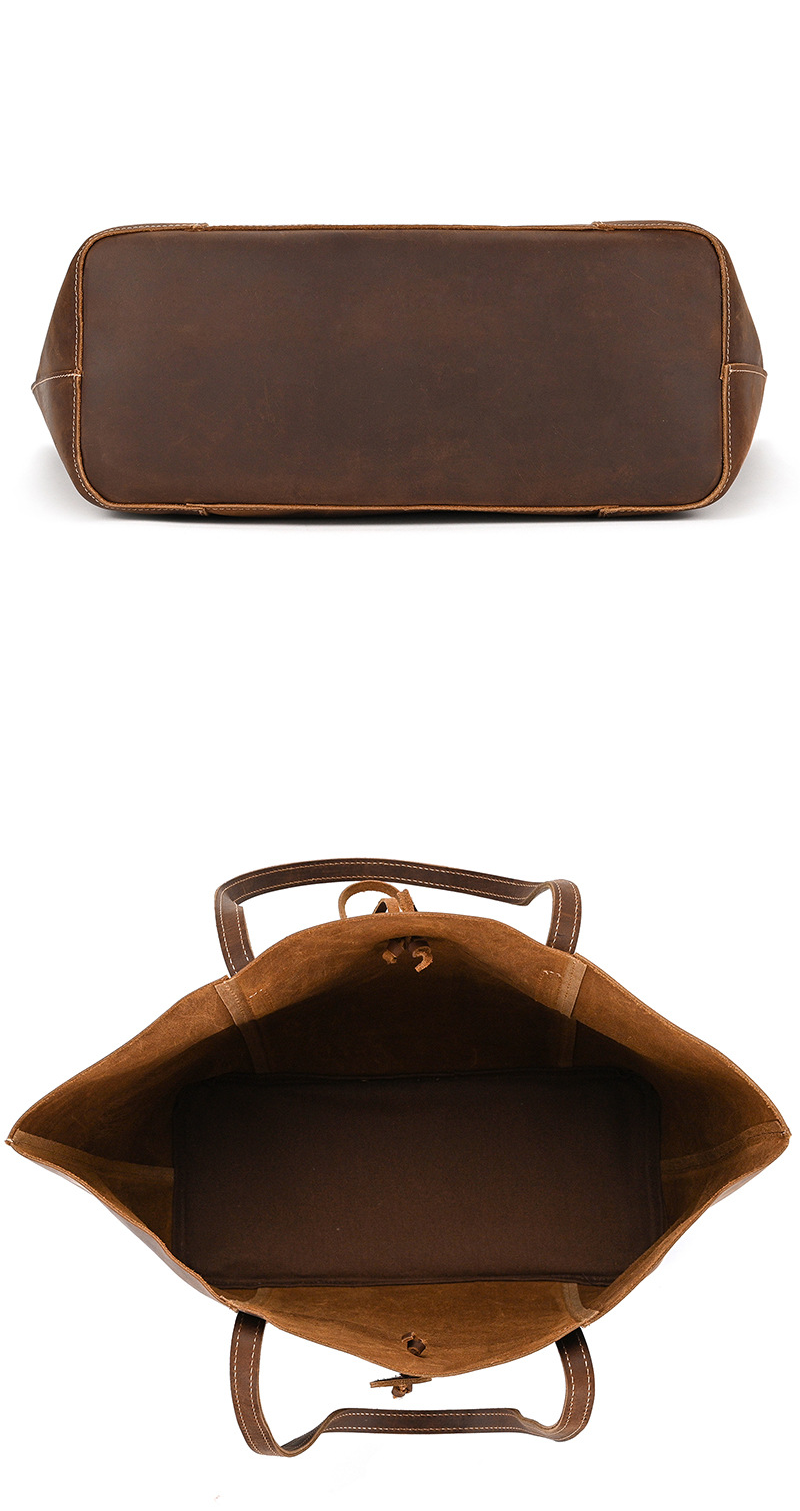 Vintage Genuine Leather City Tote Bag Large Shoulder Purse for Women