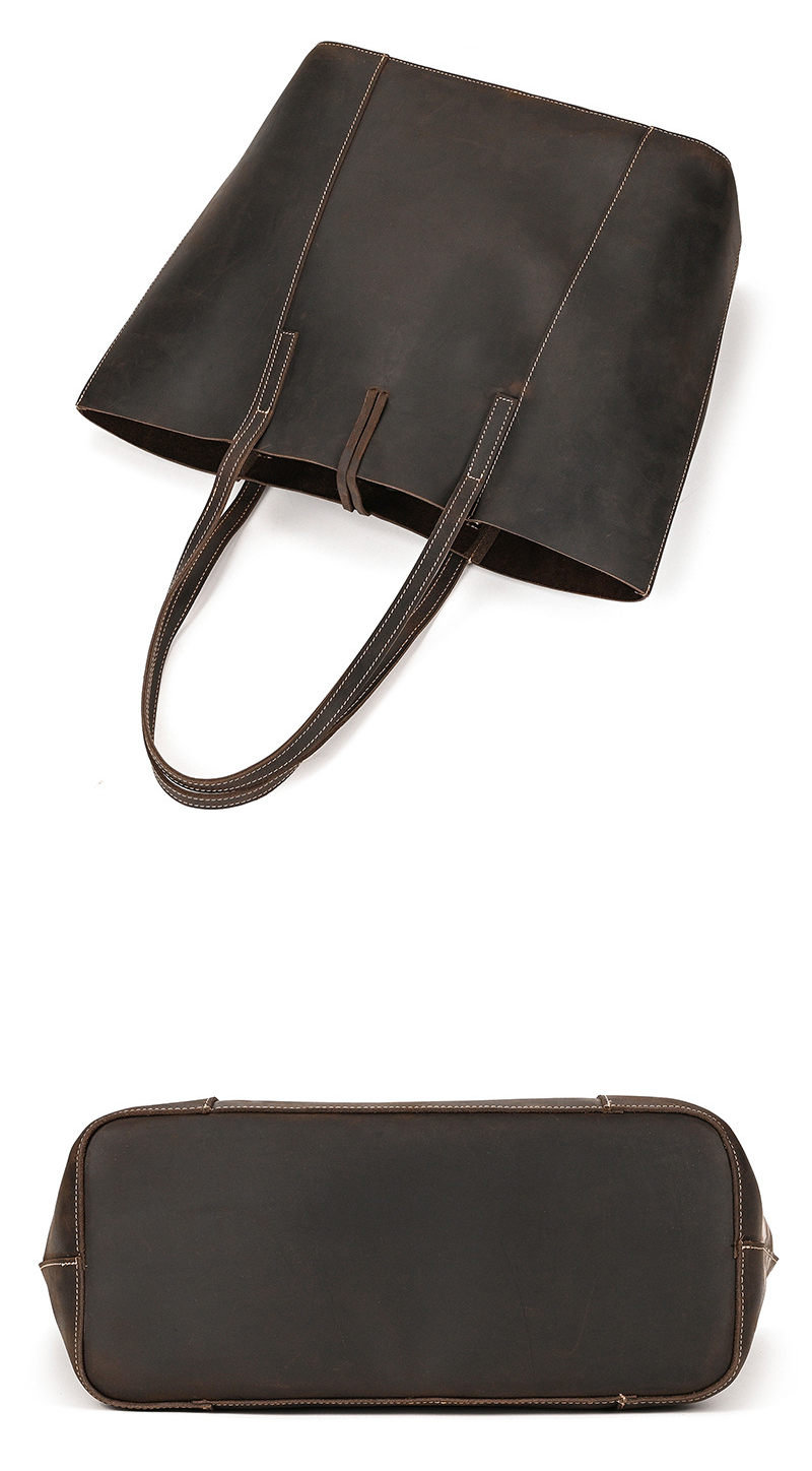 Vintage Genuine Leather City Tote Bag Large Shoulder Purse for Women