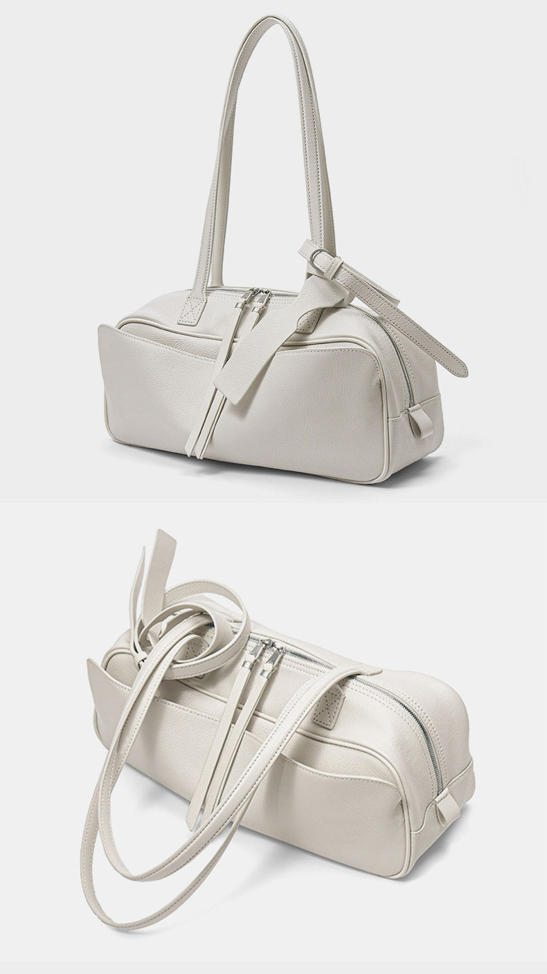 Elegant Bowling Design Genuine Leather Women's Shoulder Bag