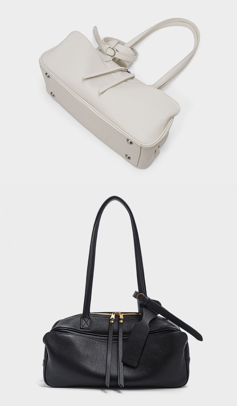 Elegant Bowling Design Genuine Leather Women's Shoulder Bag