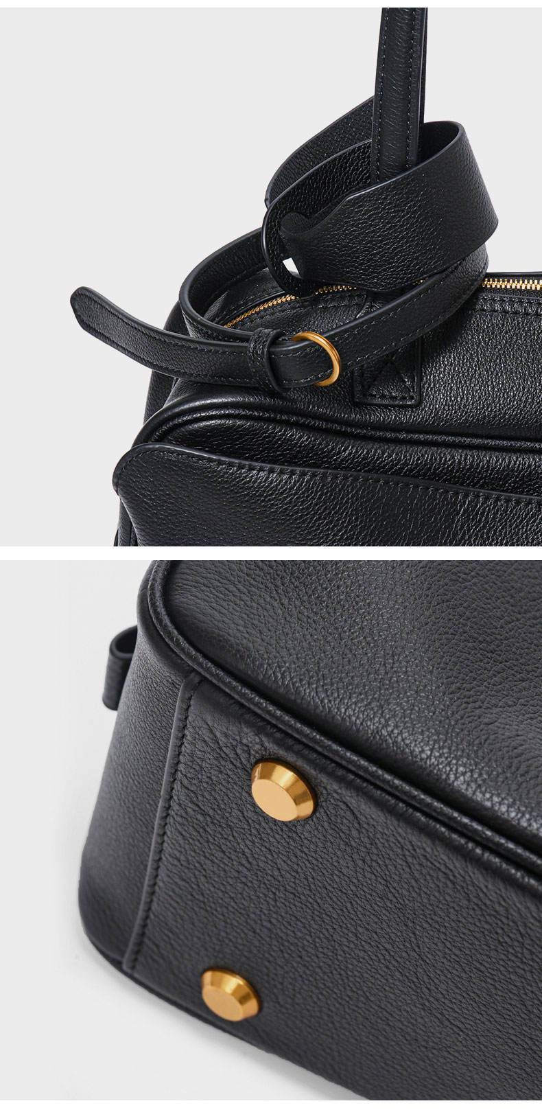 Elegant Bowling Design Genuine Leather Women's Shoulder Bag