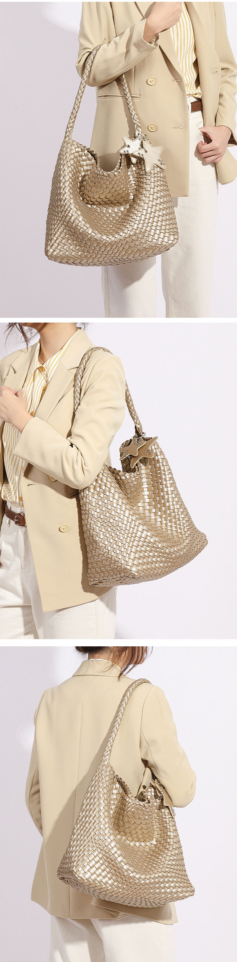 Stylish Handmade PU Woven Shoulder Bag for Trendy Women