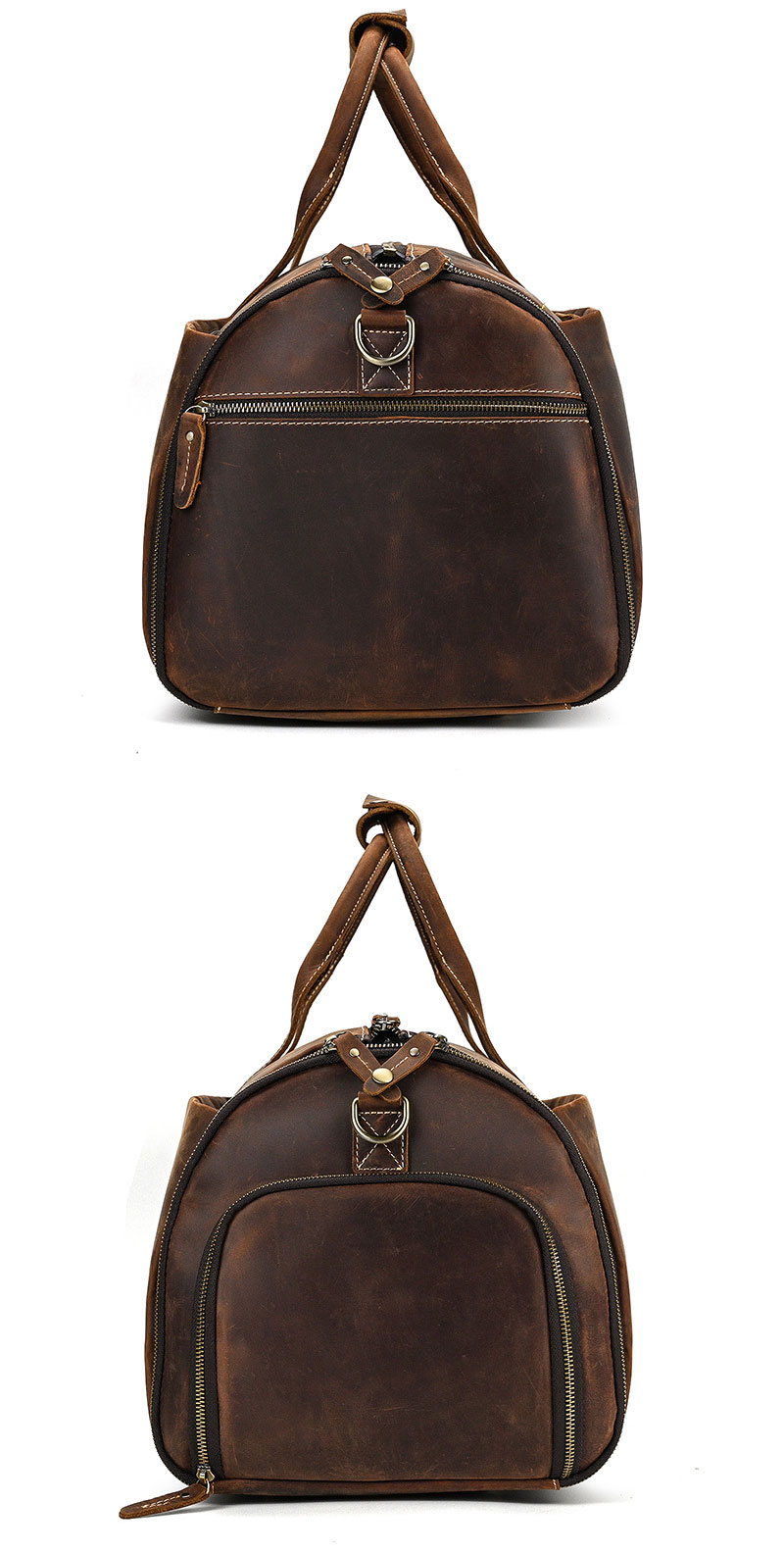 Premium Crazy Horse Leather Weekender Garment Bag Duffel Bag for Men