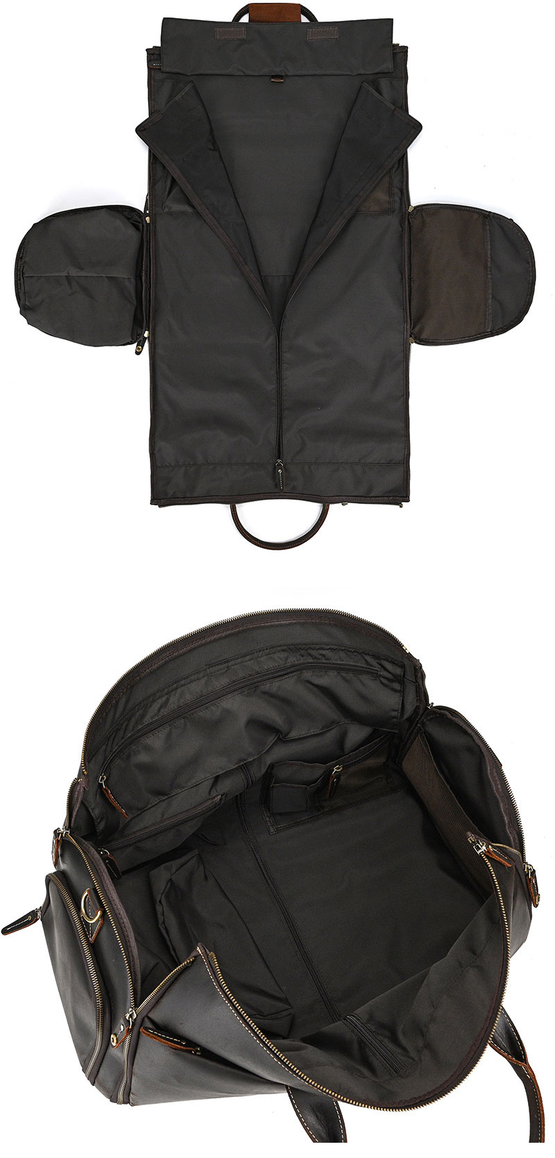 Premium Crazy Horse Leather Weekender Garment Bag Duffel Bag for Men