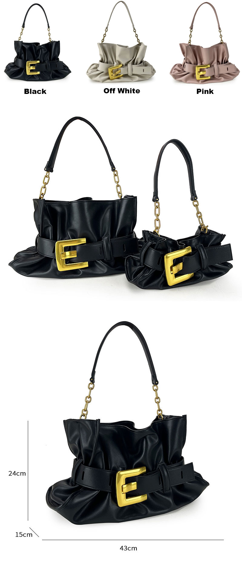 Chic Leather Shoulder Bag for Women with Stylish Belt Buckle