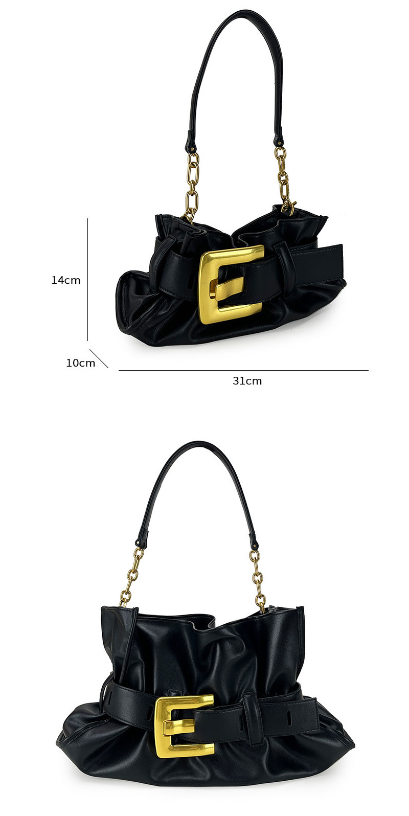 Chic Leather Shoulder Bag for Women with Stylish Belt Buckle