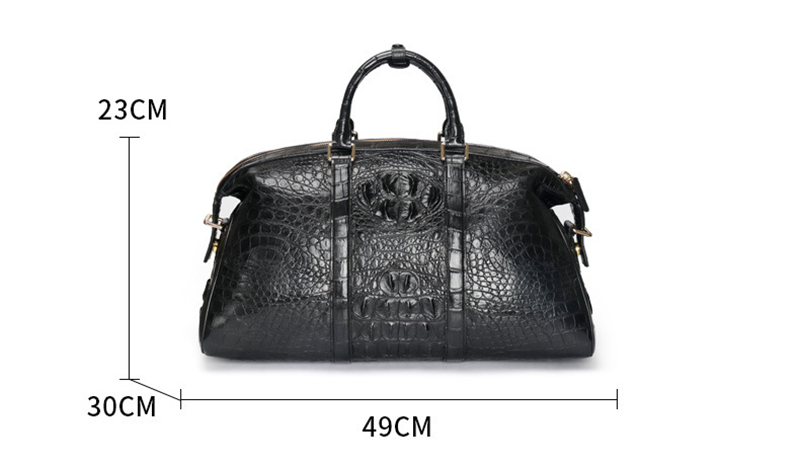Premium Black Crocodile Leather Travel Bag for Stylish Men