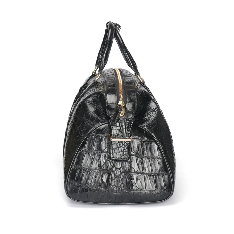 Premium Black Crocodile Leather Travel Bag for Stylish Men