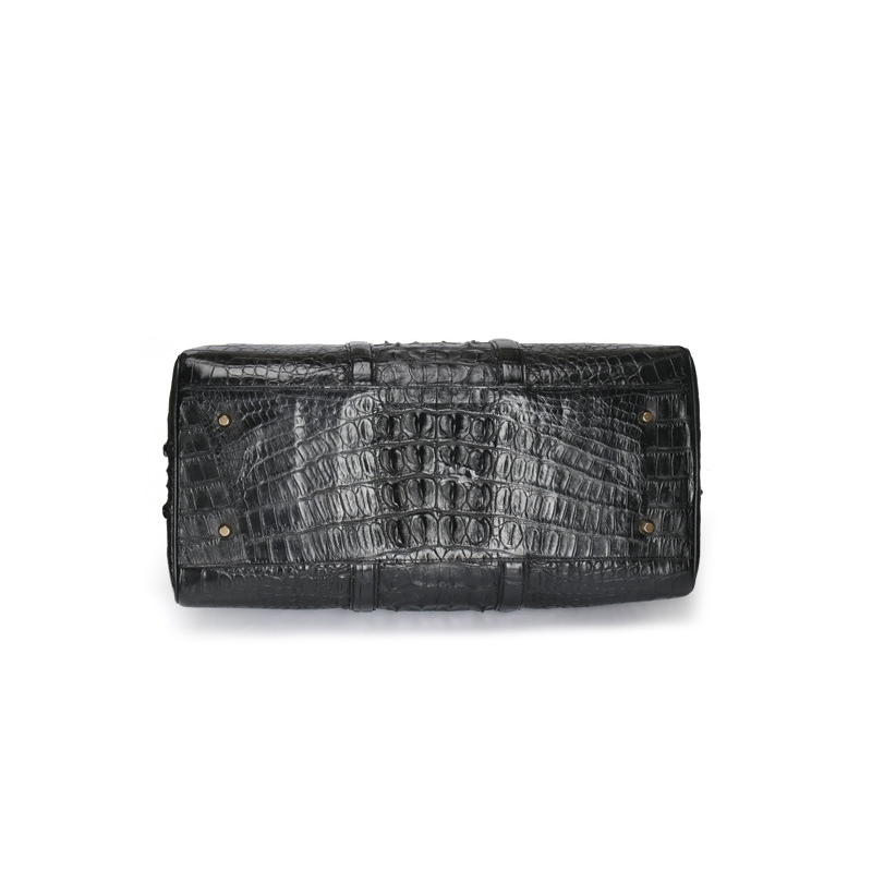 Premium Black Crocodile Leather Travel Bag for Stylish Men
