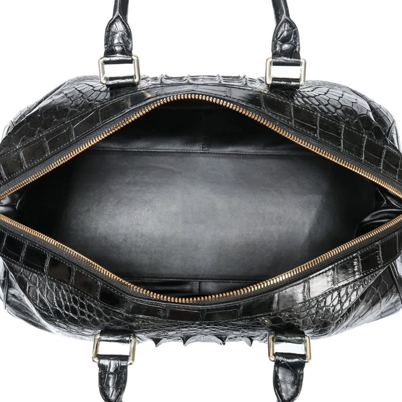 Premium Black Crocodile Leather Travel Bag for Stylish Men