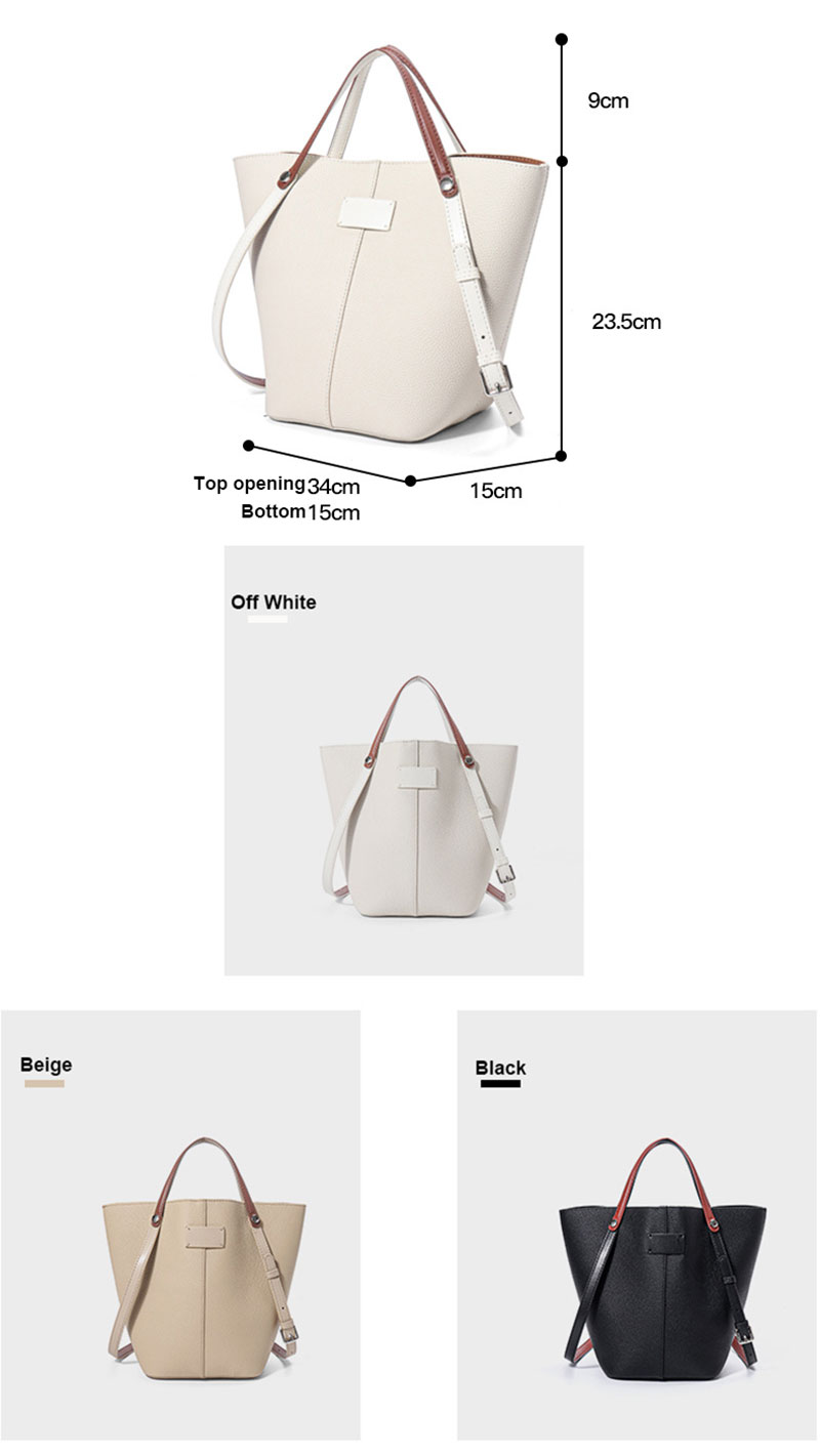 Premium Custom Leather Bucket Tote Bag with Adjustable Shoulder Strap