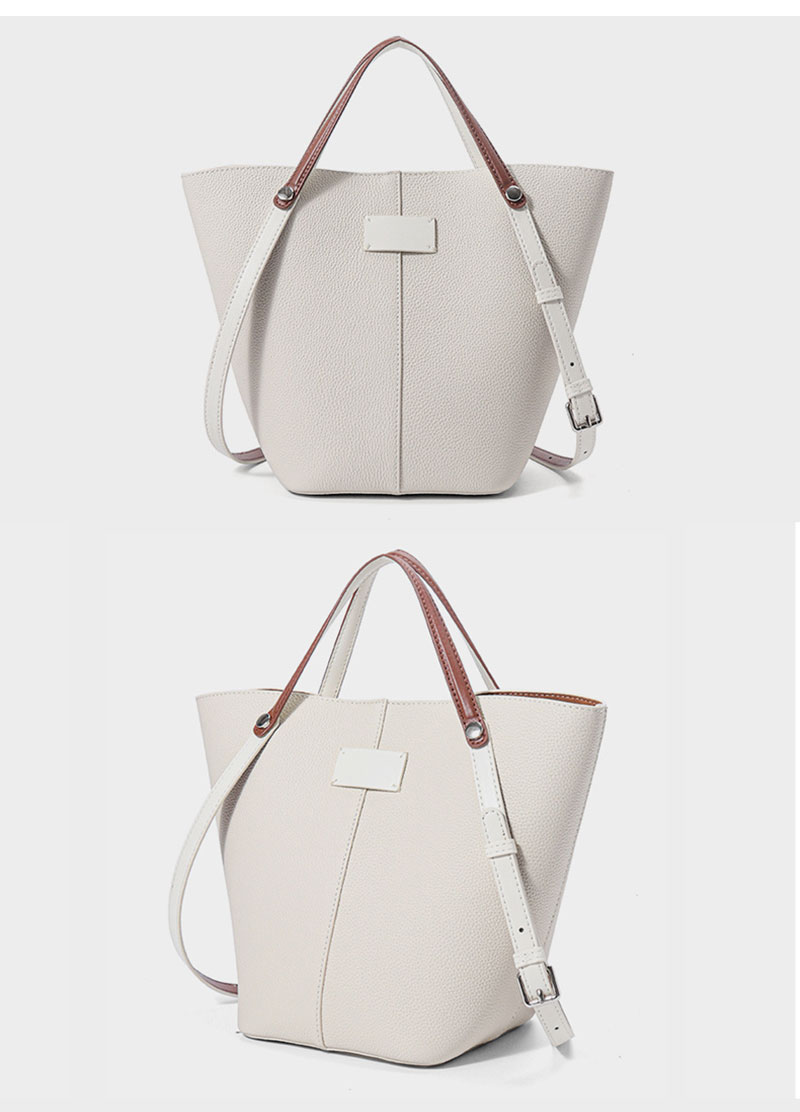 Premium Custom Leather Bucket Tote Bag with Adjustable Shoulder Strap