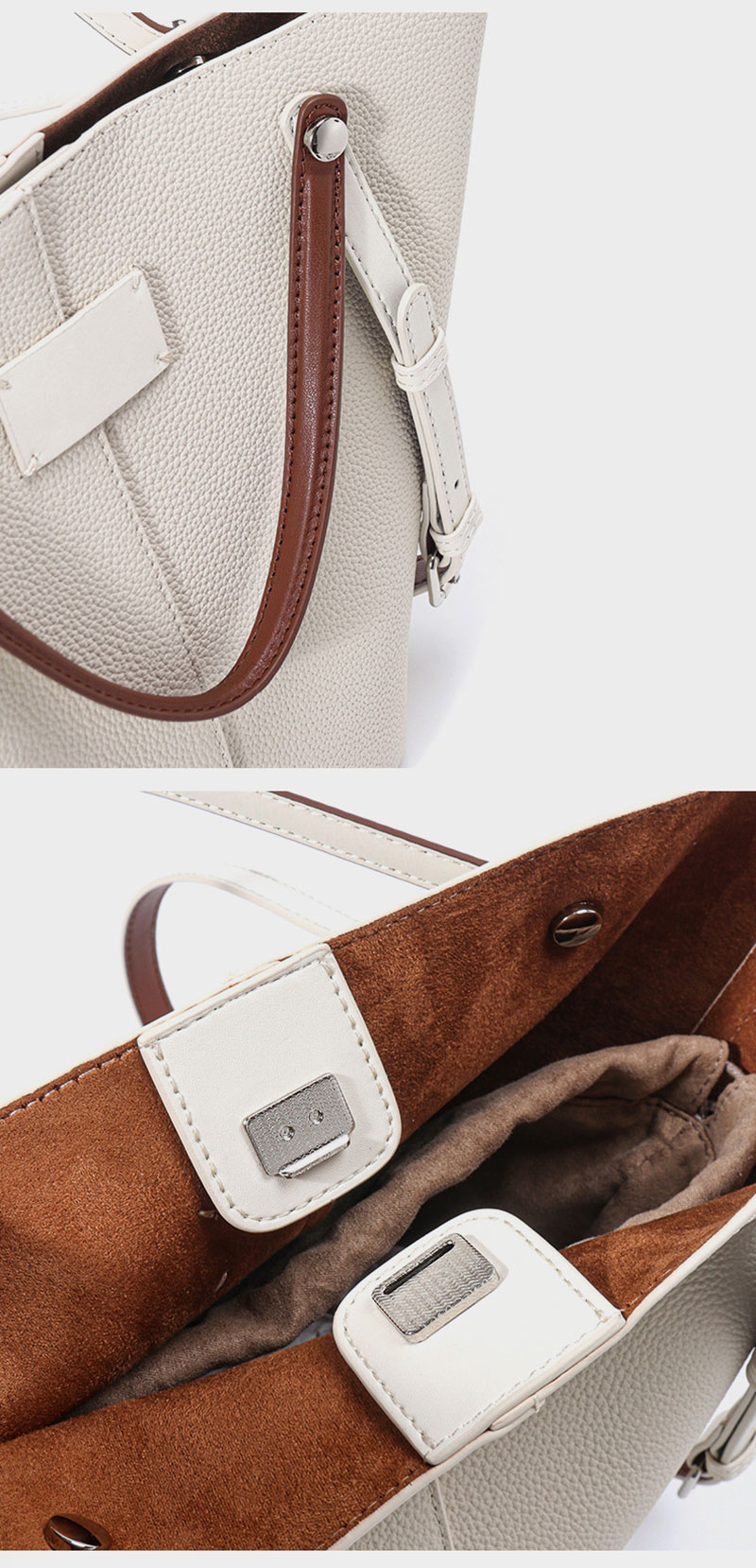 Premium Custom Leather Bucket Tote Bag with Adjustable Shoulder Strap