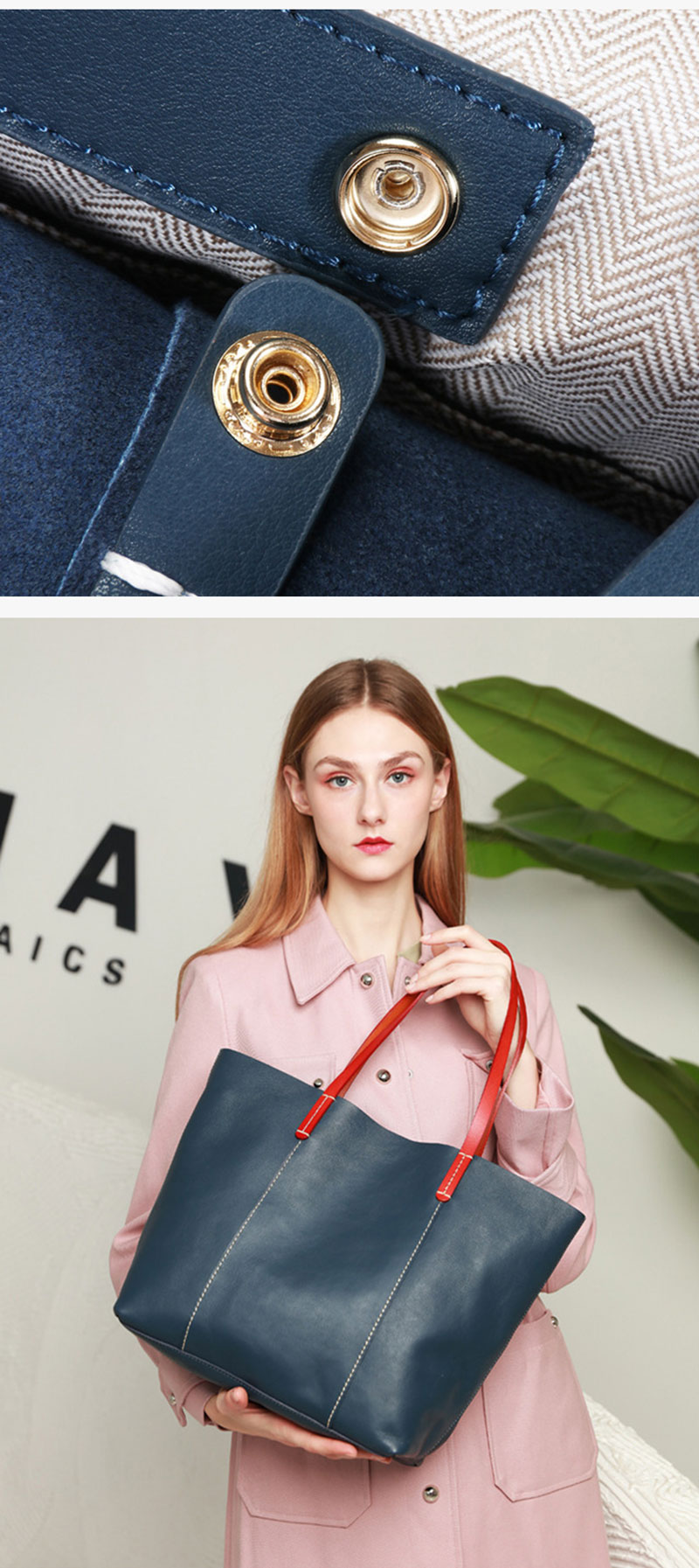 Stylish Large Capacity Leather Tote Bag for Women