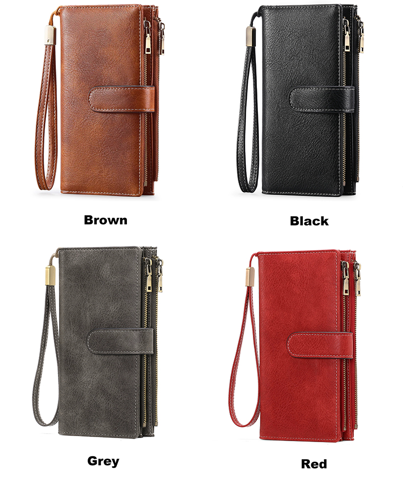 Stylish RFID-Blocking Leather Zippered Cash Wallet for Women