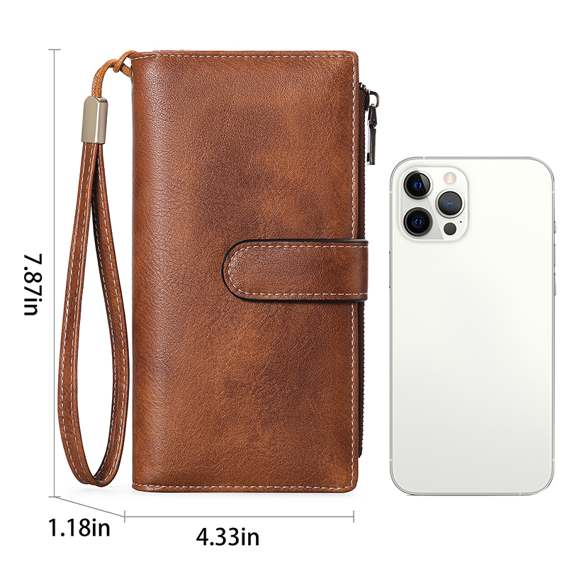 Stylish RFID-Blocking Leather Zippered Cash Wallet for Women