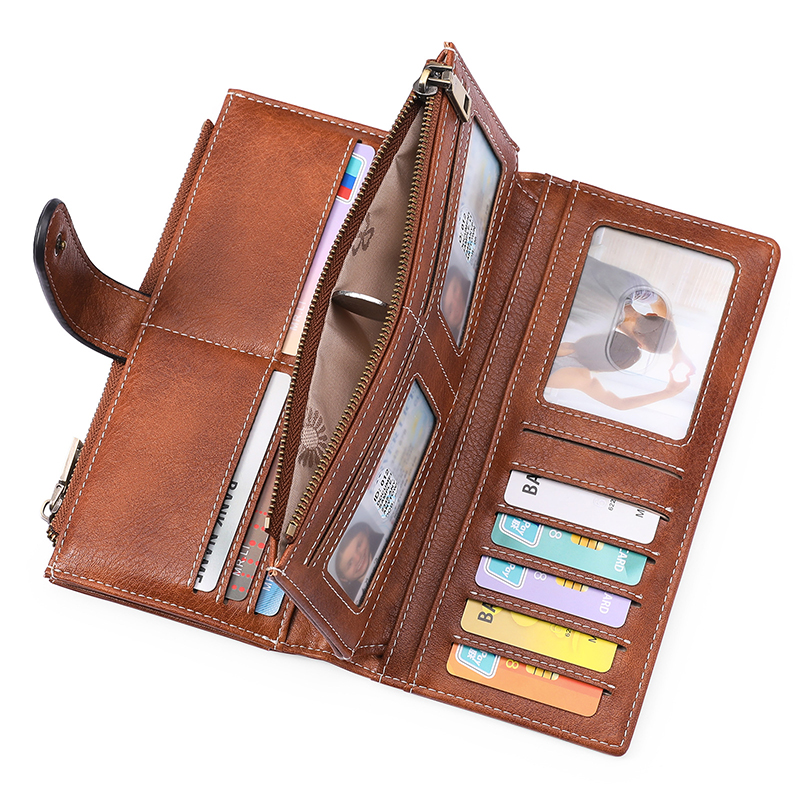 Stylish RFID-Blocking Leather Zippered Cash Wallet for Women