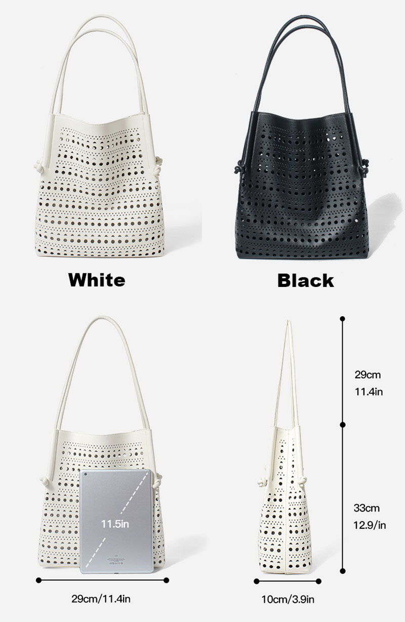 Chic Women's Leather Shoulder Bag with Hollowed-out Design