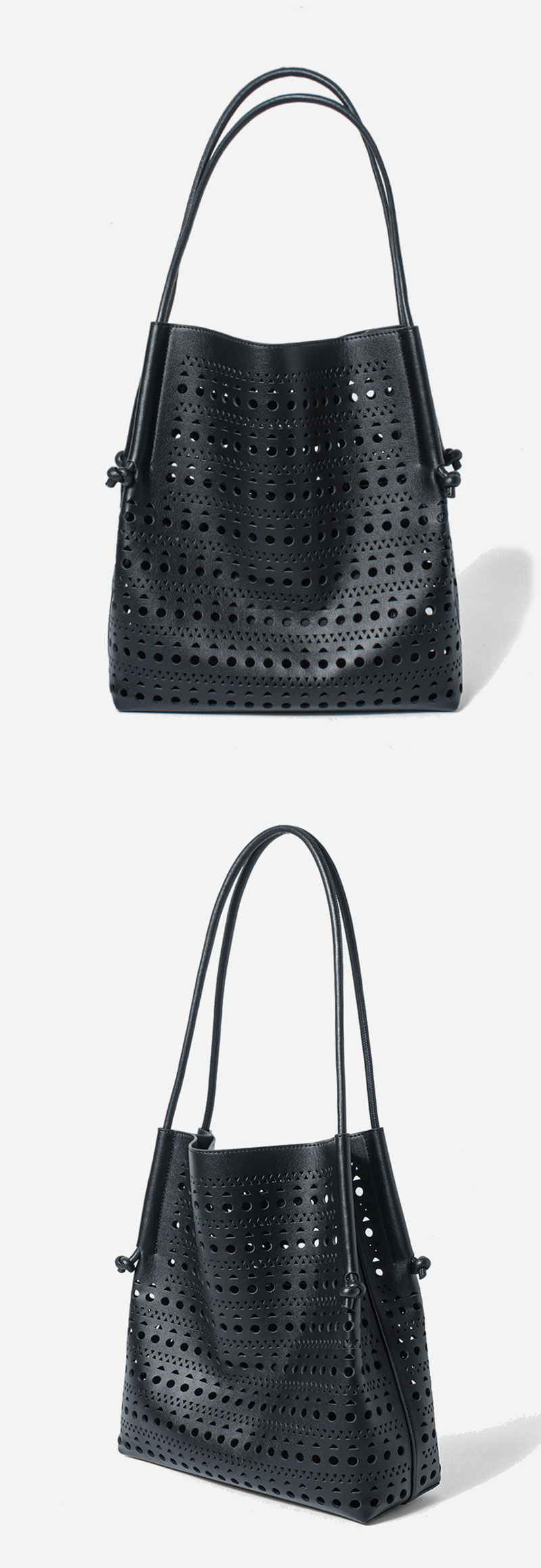 Chic Women's Leather Shoulder Bag with Hollowed-out Design