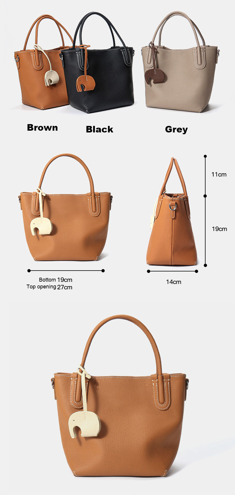 Stylish Premium Leather Bucket Tote Bag with Adjustable Shoulder Strap