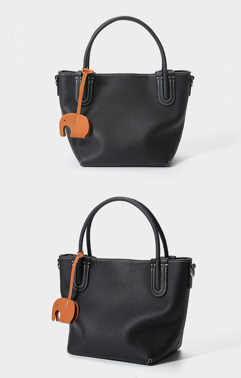 Stylish Premium Leather Bucket Tote Bag with Adjustable Shoulder Strap