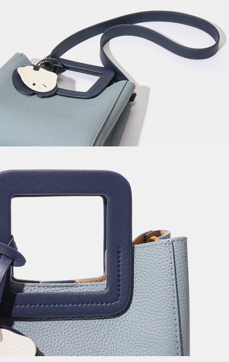 Stylish Light Blue Pebble Leather Crossbody Bag for Women