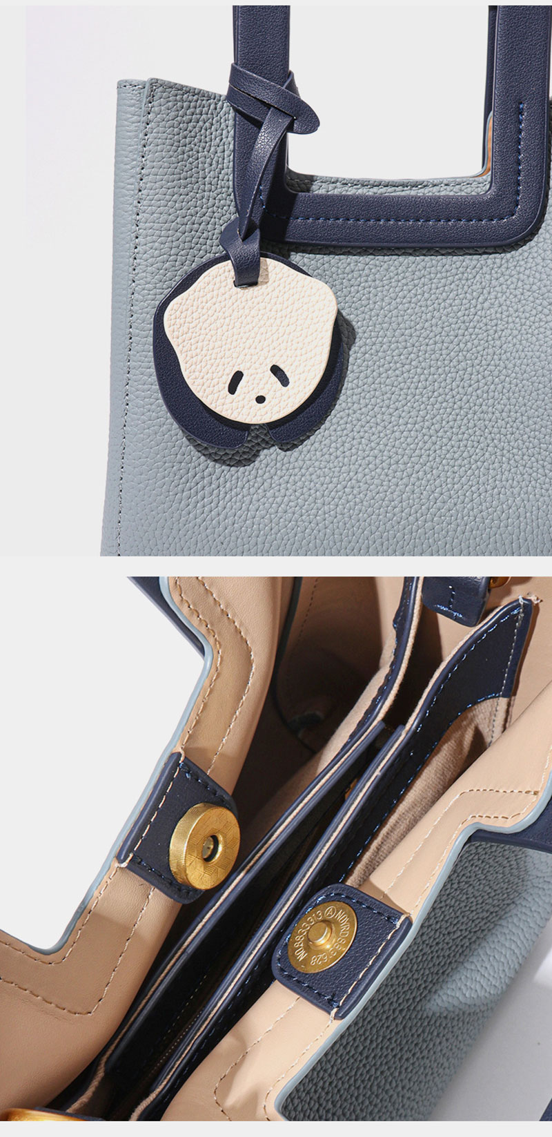 Stylish Light Blue Pebble Leather Crossbody Bag for Women