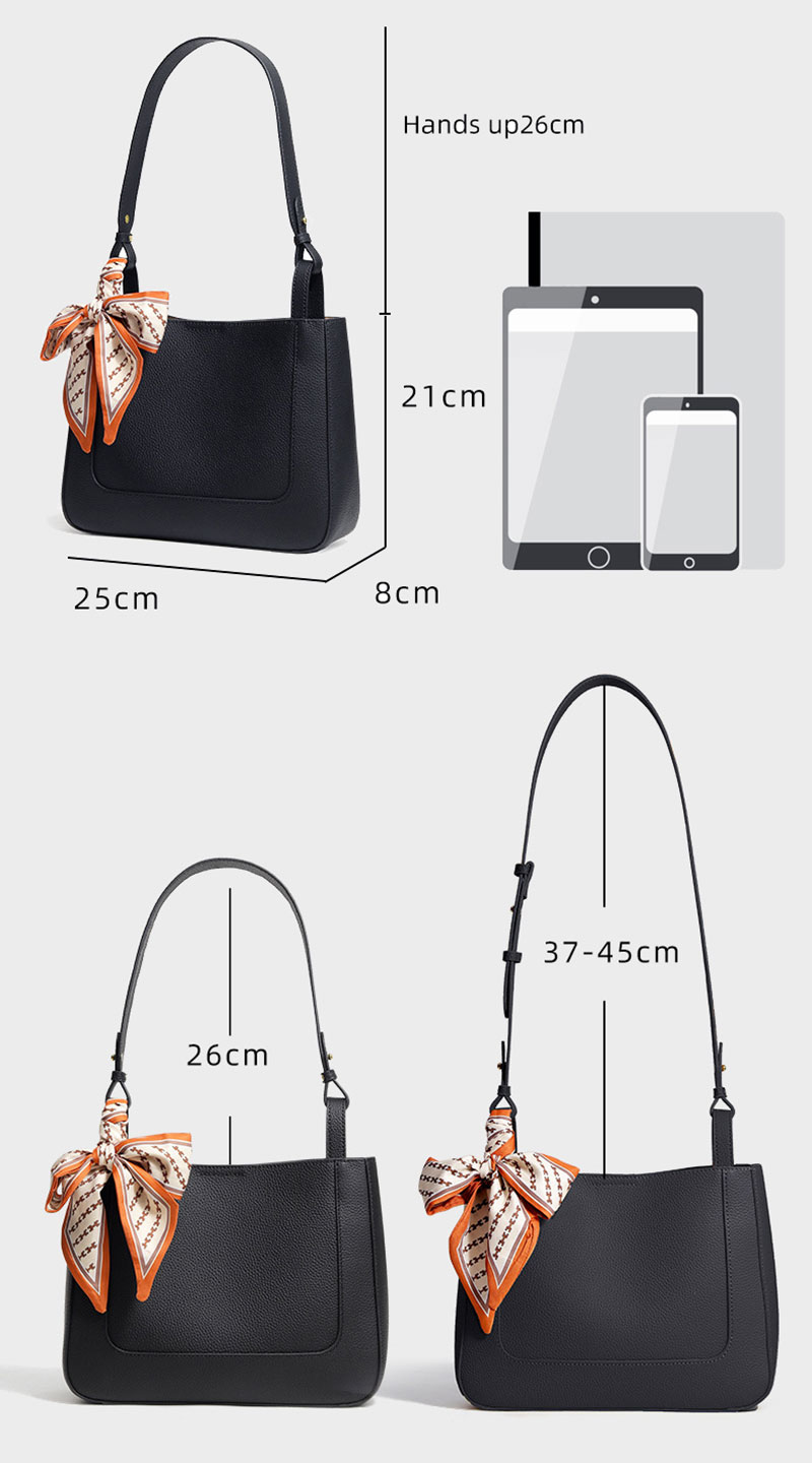 Wholesale Price Full Grain Leather Tote Bag Women Purse with Silk Scarf