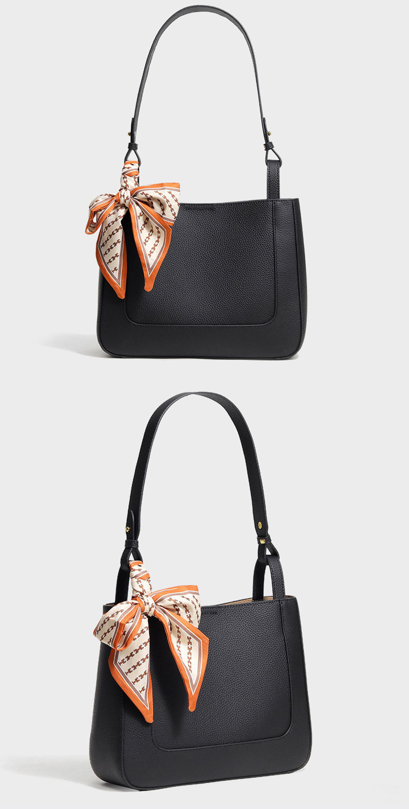 Wholesale Price Full Grain Leather Tote Bag Women Purse with Silk Scarf