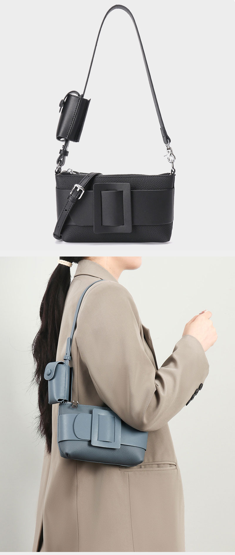 Stylish Leather Shoulder Bag for Women with Lipstick Compartment